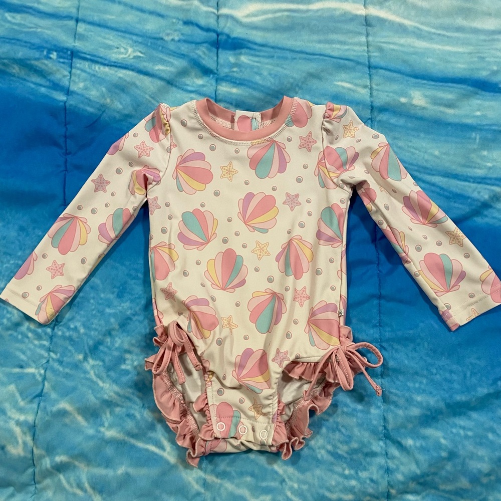 Caden Lane Pink and Blue Baby Swimsuit